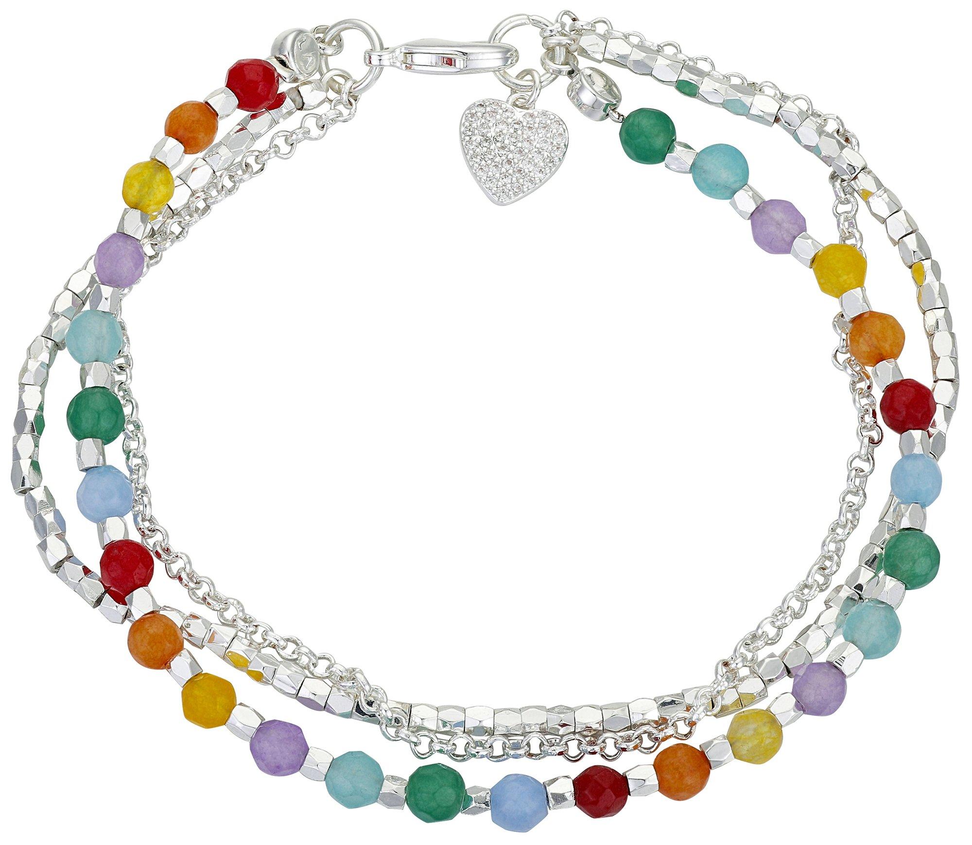 Footnotes 3-Row Multi-Color Beaded Layered Chain Bracelet