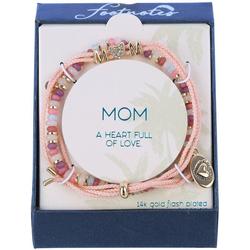 2-Row Pave Heart Mom Charms Slider Bracelet
