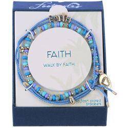 Footnotes 2-Row Pave Faith Charms Slider Bracelet