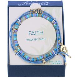 2-Row Pave Faith Charms Slider Bracelet