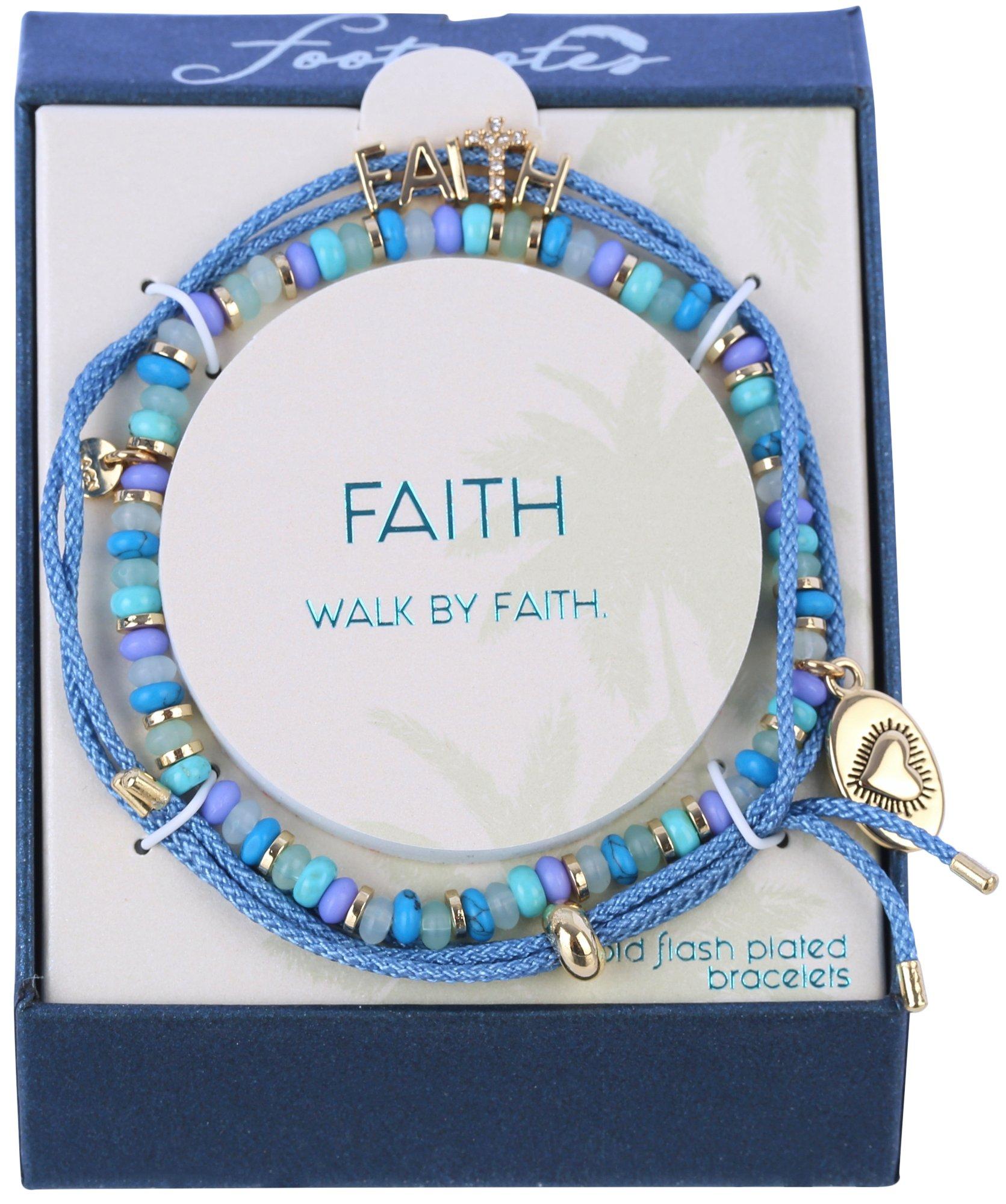2-Row Pave Faith Charms Slider Bracelet