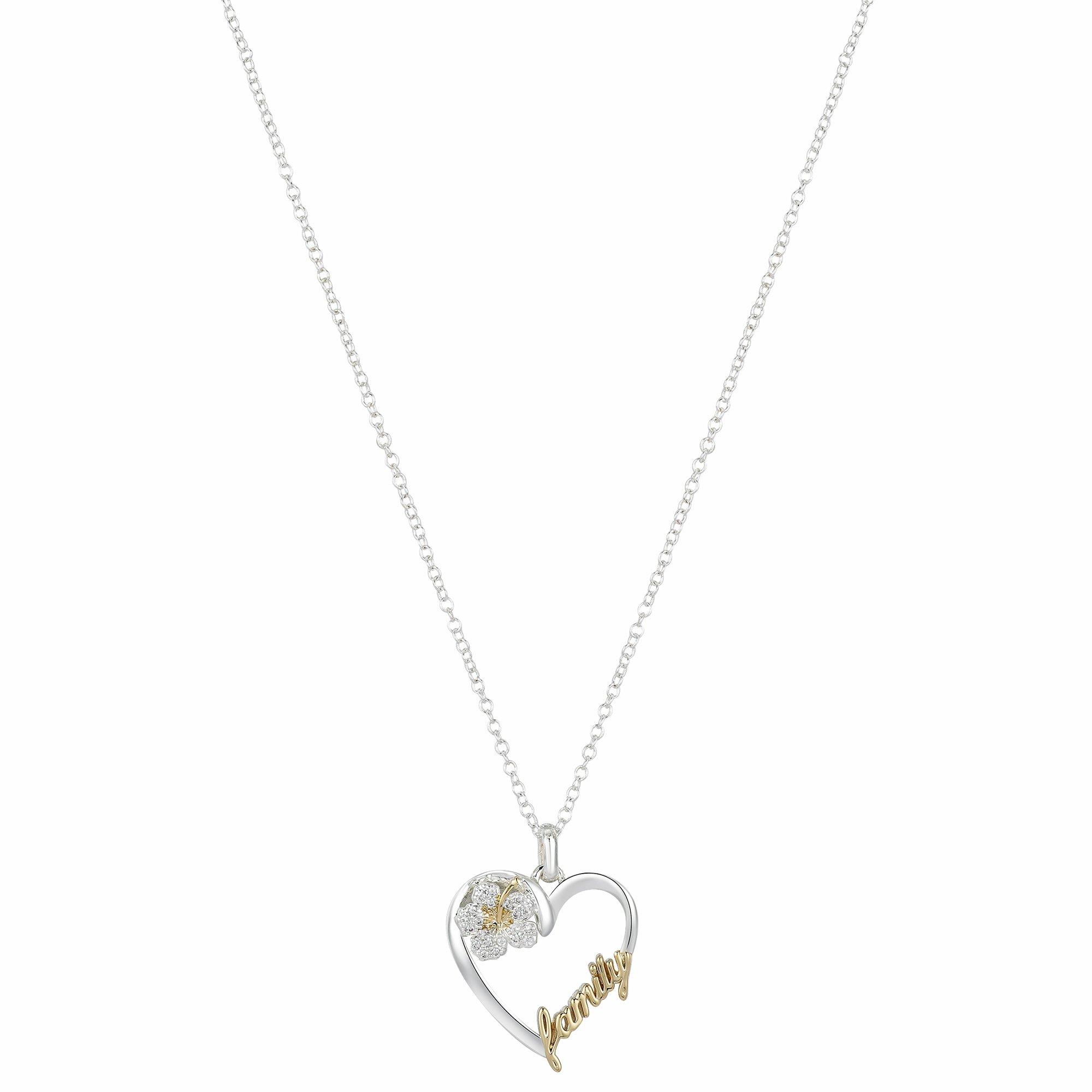 Disney Family Pave Hibiscus Pendant Chain Necklace