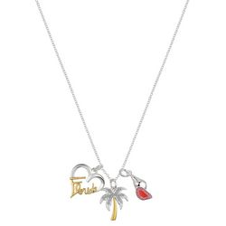 Footnotes Heart Florida Charms Silver Plated Necklace