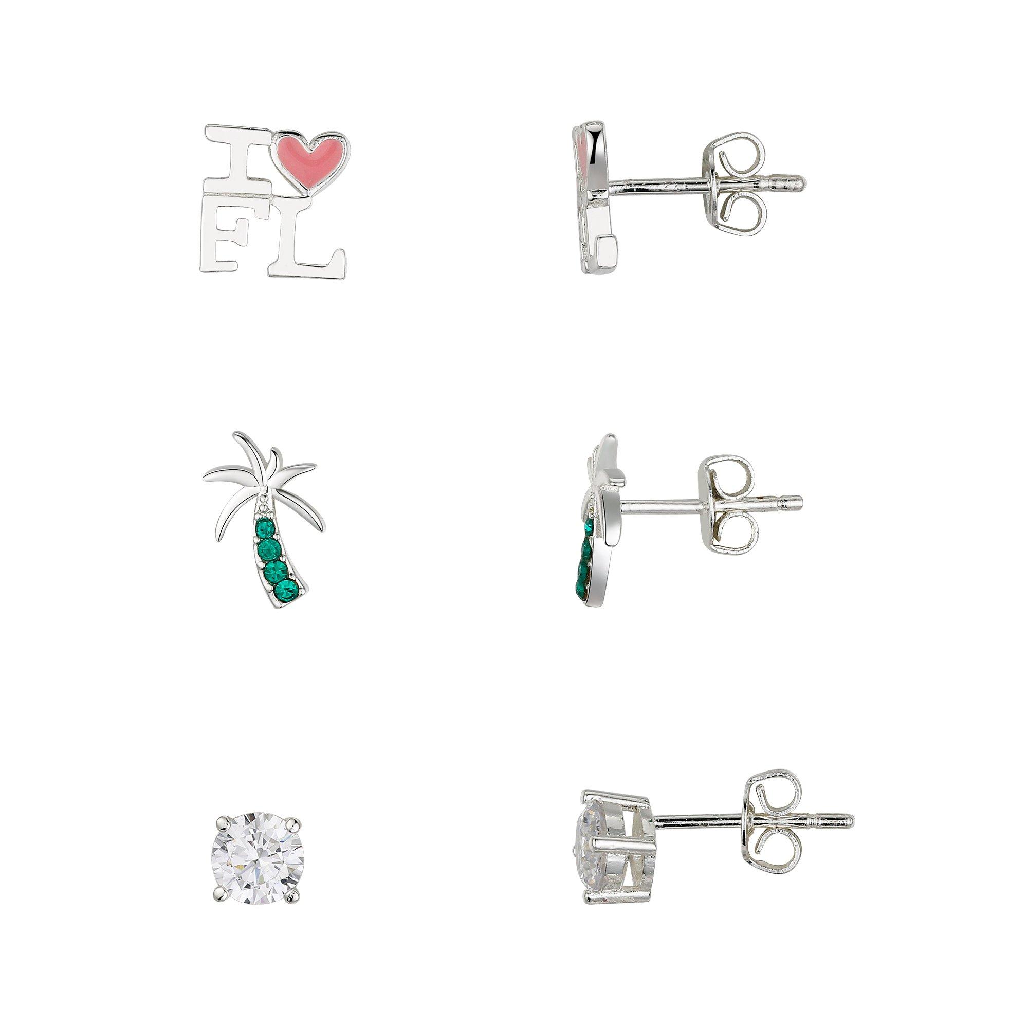 Footnotes 3-Pr. I Heart Florida Stud Earring Set