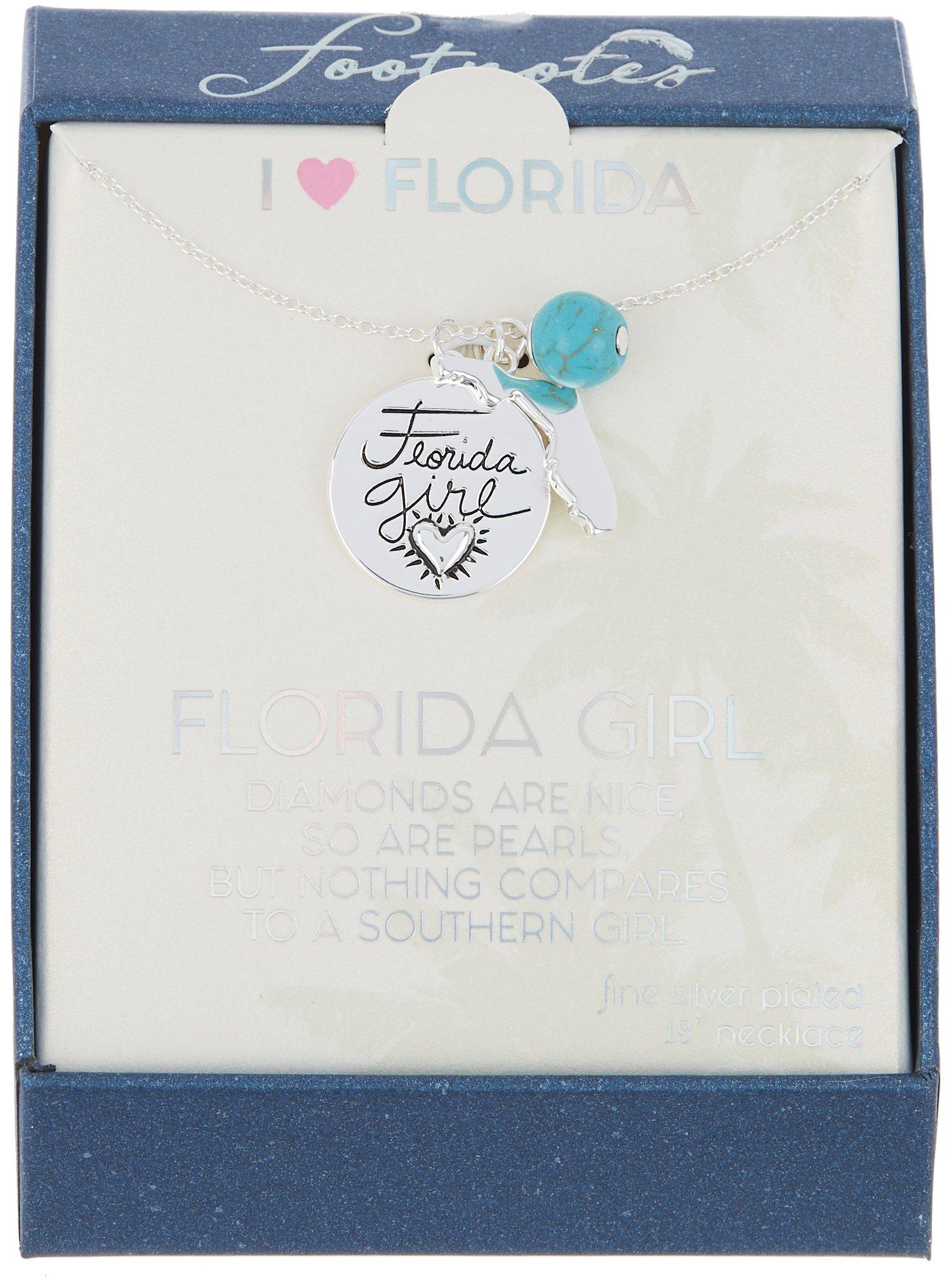 Florida Girl Charms Silver Plated Necklace