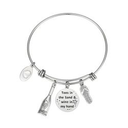 Footnotes Toes In The Sand Charms Expandable Bracelet