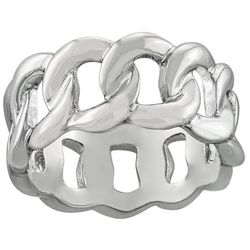 Ocean Treasures Faux Chain Design Silver Tone Ring Boxed