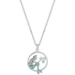 Athra Goldtone Silver Mermaid Pendant Necklace