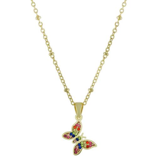 Athra Goldtone Multi-Color Butterfly Pendant Necklace