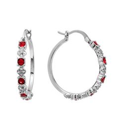 Athra 1.25 In. CZ Pave Clover Crystal Hoop Earrings