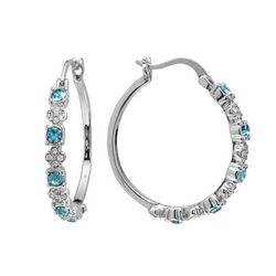 Athra 1.25 In. CZ Pave Clover Crystal Hoop Earrings