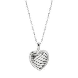 Athra 18 In. Heart Locket Silver Plate Necklace