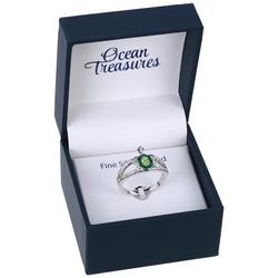 Pave Turtle Silver Plated Boxed Ring