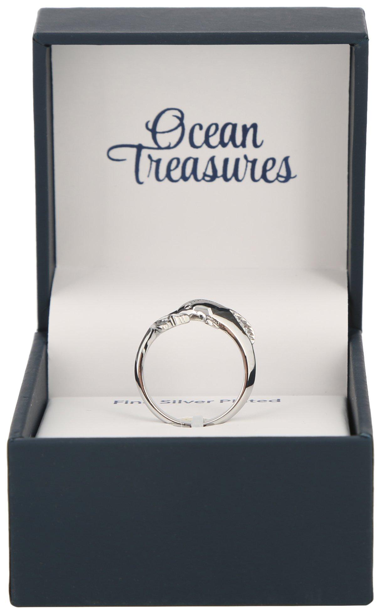 Ocean Treasures Dolphin Wrap Silver Plated Boxed Ring