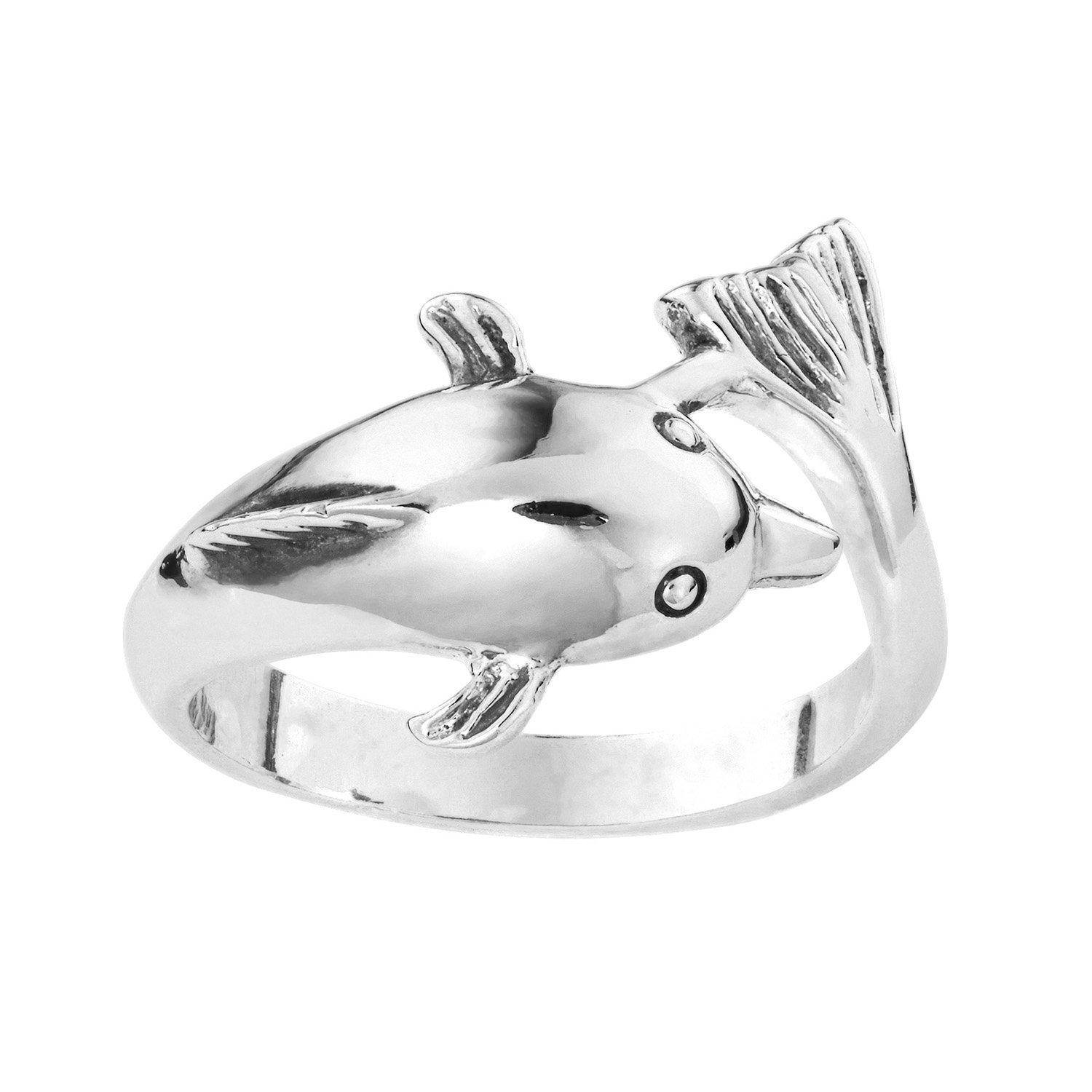 Dolphin Wrap Silver Plated Boxed Ring