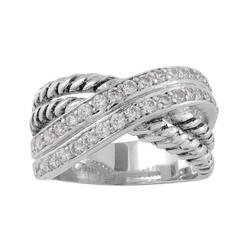 Rope CZ Twist Silver-Plated Ring