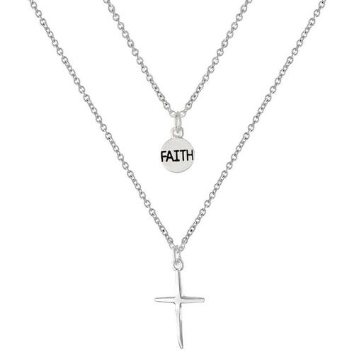 Athra Goldtone 2 Piece Silver Faith Cross Pendant