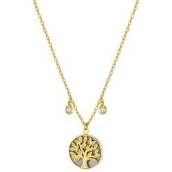 Athra Goldtone Tree Of Life Disc Pendant Necklace