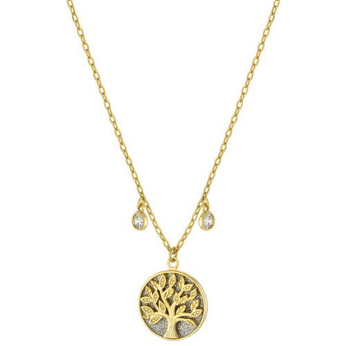Athra Goldtone Tree Of Life Disc Pendant Necklace