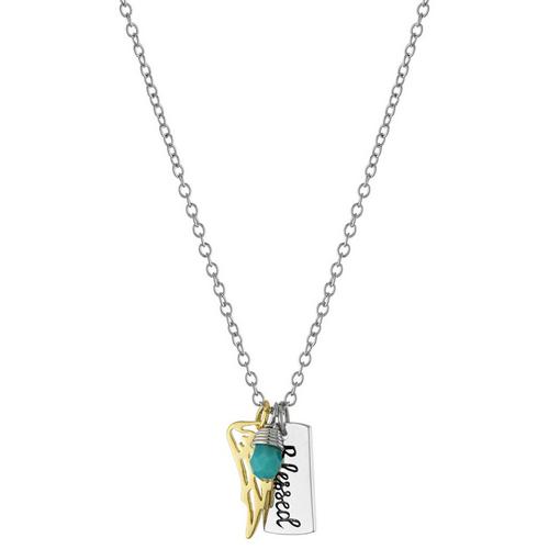 Athra Two Tone Blessed Charm Pendant Necklace