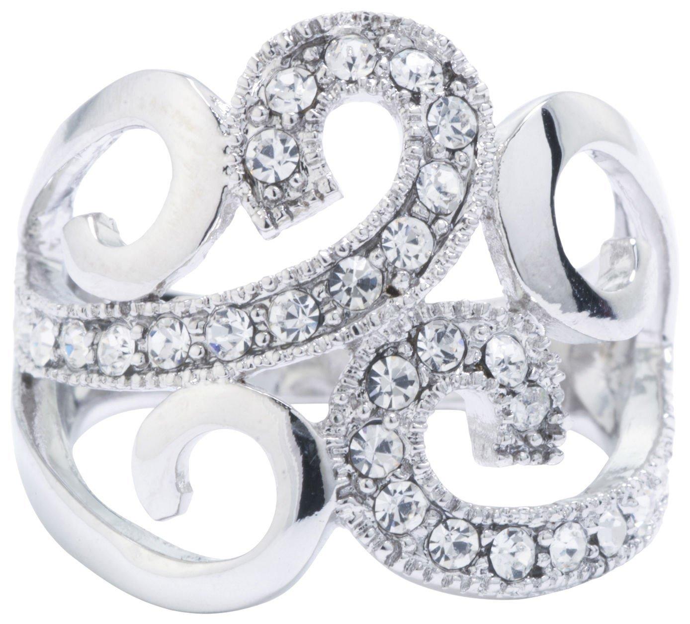 Ocean Treasures Silver Tone Cubic Zirconia Swirl Ring