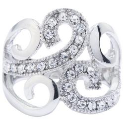 Silver Tone Cubic Zirconia Swirl Ring