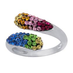 Pave Rainbow Silver-Plated Wrap Ring