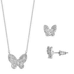 2-Pc. CZ Butterfly Necklace & Stud Set