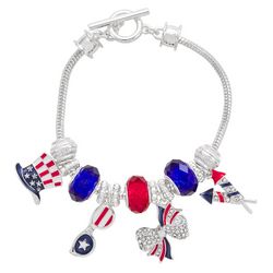 Napier Americana Patriotic Pave Charm Toggle Bracelet