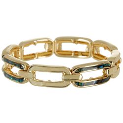 Nine West Abalone Link Gold Tone Stretch Bracelet