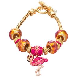 Napier Flamingo Charm Bead Toggle Bracelet