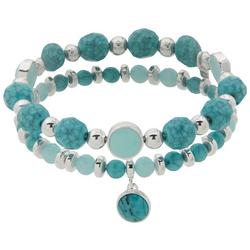 2-Pc. Faux Turquoise Bead Stretch Bracelet Set