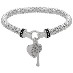 Heart & Key Charm Stretch Bracelet