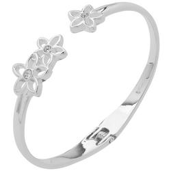 Silver Tone Flower Hinge Bracelet