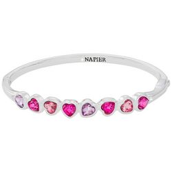 Napier Rhinestone Hearts Bangle Bracelet