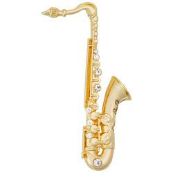 Napier Golden Saxophone Rhinestone Boxed Pin
