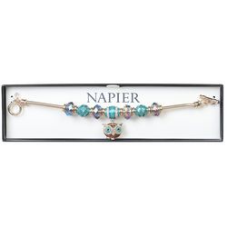 Napier Owl Charm Beaded Toggle Bracelet