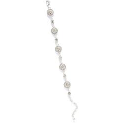 7.5 In. Pave Circles Silver Tone Chain Bracelet