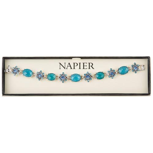 Napier Flower Stone Charm Roped Accent Boxed Bracelet