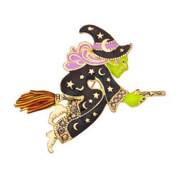 Napier Flying Witch On Broomstick Gold Tone Boxed Pin