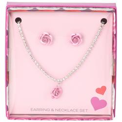 2-Pc. Rose Studs & Necklace Set