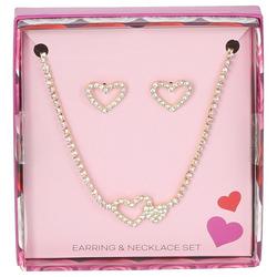 2-Pc. Crystal Hearts Studs & Necklace Set