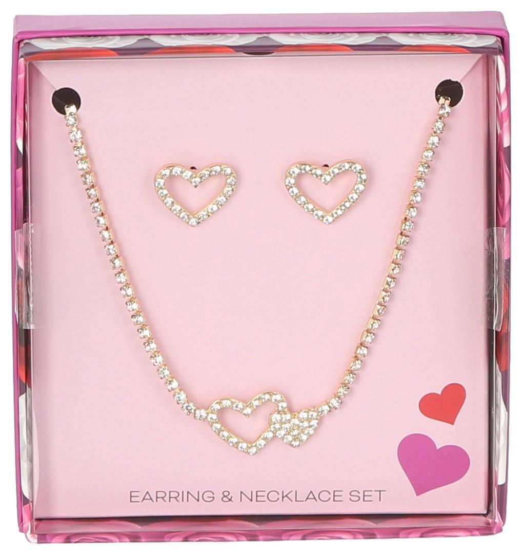 2-Pc. Crystal Hearts Studs & Necklace Set