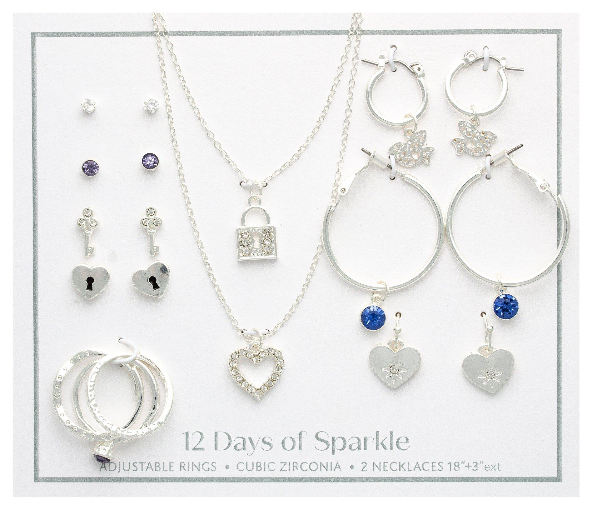 12 Days Of Xmas 12-Pc. CZ Heart Lock & Key Jewelry Set