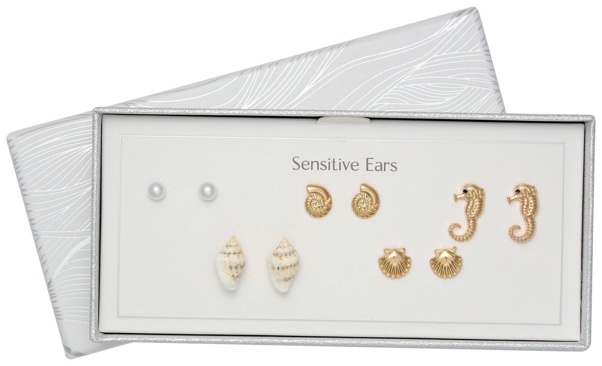 Bay Studio 5-Pr Ocean Finds Sensitive Ears Stud Earring Set