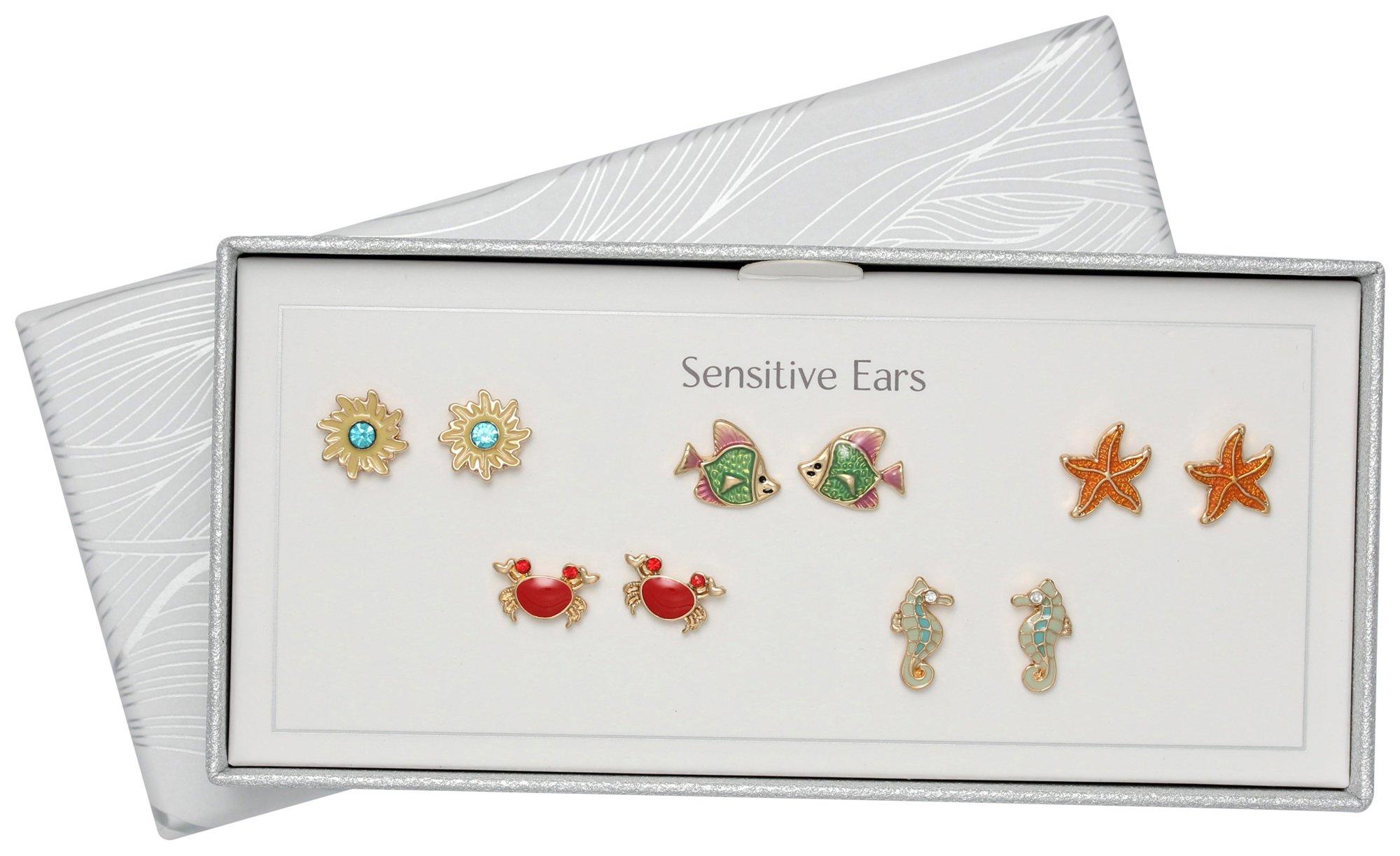 Bay Studio 5-Pr Sea Theme Sensitive Ears Stud Earring Set
