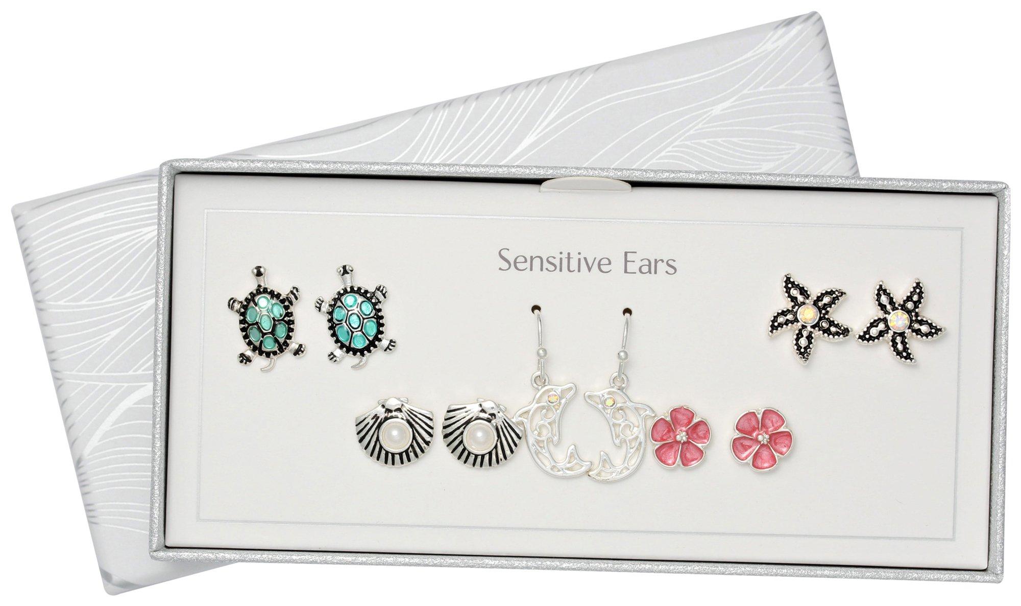 5-Pr Ocean Theme Sensitive Ears Stud Earring Set