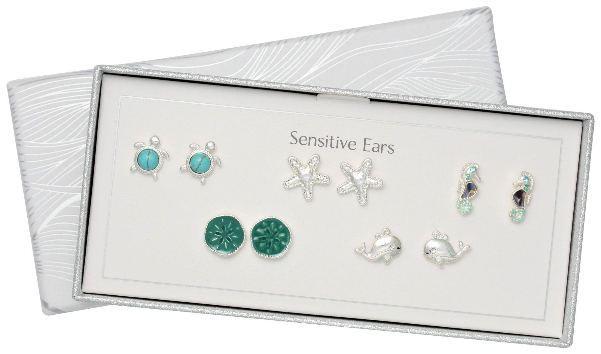 Bay Studio 5-Pr Sea Life Sensitive Ears Stud Earring Set