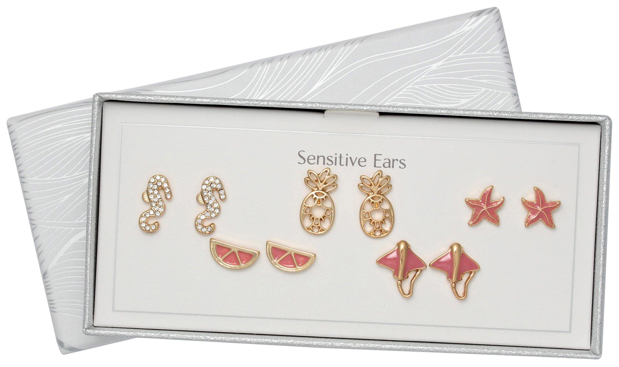 Bay Studio 5-Pr Beachside Sensitive Ears Stud Earring Set