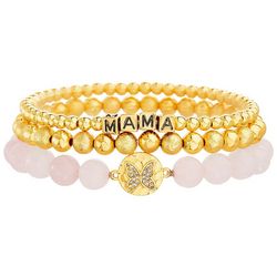Balance Beads 3-Row Mama Fine Gold  Plated Bracelet Set
